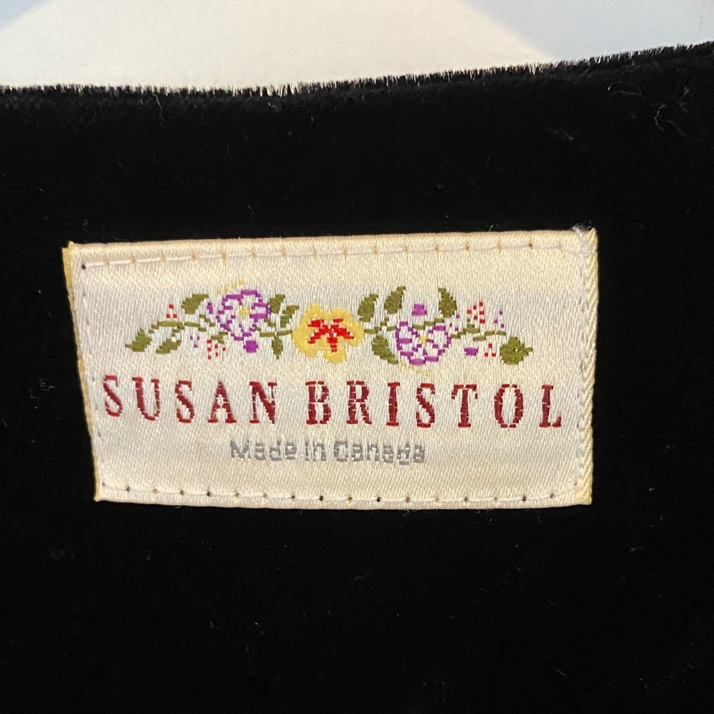 Susan Bristol Velvet black women’s jacket blazer gold pearl buttons elegant - Picture 2 of 14